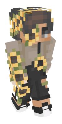 an image of a minecraft creeper with yellow and black squares on his face