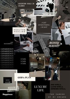 a collage of black and white images with the words luxury life