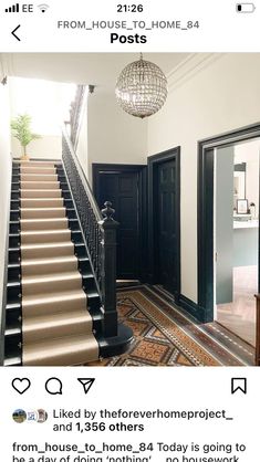 an image of a house with stairs in the hallway and door on the other side