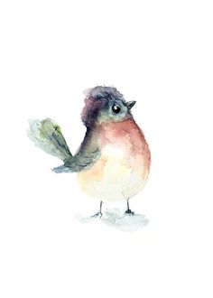 a watercolor painting of a bird standing on one leg and looking up at the sky