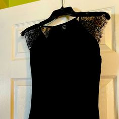 Womens Shein Blouse. Black In Color With Lace Cap Sleeves. Blouse Is A V Neck. New In Original Packaging. Can Be Dressed Up Or Down. Blouse Is A Size Medium, But Runs Small. Fits Like A Xsmall Or Small. Blouse Is 22 In Length And The Width Is 14 In. Only Selling Because It Doesn’t Fit In Chest Area. Fits Almost Like A Juniors Small. Evening Stretch Lace Top, Stretch Lace Trim Tops For Date Night, Shein Blouse, Tops Shein, Batwing Blouse, Batwing Sleeve Blouse, Lace Trim Blouse, Cold Shoulder Lace, Cap Sleeves Blouse