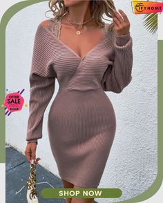 Casual Lace Long Sleeve V Neck Dress Winter Bodycon V-neck Dress, Winter V-neck Bodycon Dress, Fall V-neck Bodycon Dress, Chic Spring Bodycon Dress With Surplice Neckline, Fall Bodycon V-neck Dress, Chic Winter Dress With Surplice Neckline, Chic V-neck Mini Dress For Winter, Non-stretch V-neck Bodycon Fall Dress, Non-stretch V-neck Bodycon Dress For Fall