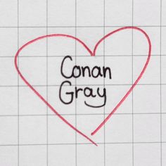 a drawing of a heart with the words coran gray written on it