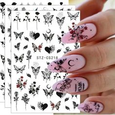 Nail Art Decoration Rose Flower Butterfly Nail Decal Self Adhesive stickers NS50 Women Nail Art, Hello Kitty Bow, Rose Nail Art, Butterfly Nail Art, Rose Nails, 3d Butterfly, Flower Butterfly, Nail Sticker, Butterfly Nail