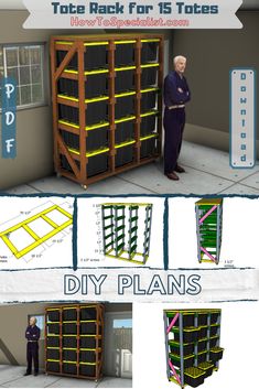 some sort of storage rack for 15 totes by diy plans - 3docn