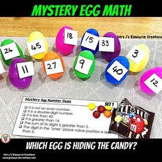 an easter egg math game with eggs and candy