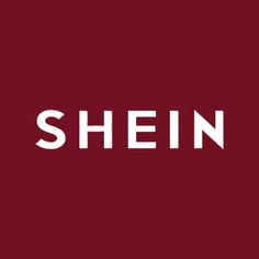 the word shein written in white on a red background