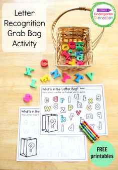 the letter recognition grab bag activity is shown