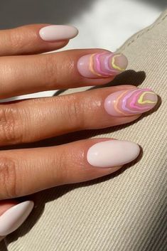 35 Simple Spring Nail Designs For 2024 - Girl In Cali Adorable Nails, Cherry Nail Art, Swirl Nail Art, Daisy Nail Art, Holiday Acrylic Nails, Simple Spring Nails, Dot Nail Art, Spring Nail Designs