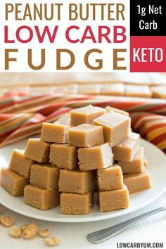 peanut butter low carb fudge on a white plate