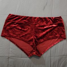 Red With Velvet Texture These Are Technically Shorts For A Costume Or A Rave Size Large But I Think More So A Medium Never Used But No Tags And Have Had It A While Unsure Of The Brand. Possibly From Spensers.. Red Short-length Bottoms For Festival, Red Cotton Festival Shorts, Red Lounge Shorts, Pennywise Shorts, Red Velvet Shorts, Red Cotton Playwear Shorts, Rave Shorts, Velvet Shorts, Red Velvet