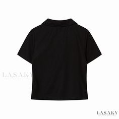 Lasaky - Fashion Forward Blouse Outfit Trendy Black Top With Collared Neckline, Black Collared Blouse For Summer, Black Summer Blouse With Collared Neckline, Streetwear Blouse, Womens Closet, Trendy Blouses, Chic Blouses, Girls Blouse, Crewneck Dress