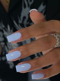 Unghie Sfumate, Blue Acrylic Nails, Work Nails, Simple Acrylic Nails, Casual Nails, Short Square Acrylic Nails, Her Nails, Almond Shape, Blue Nail