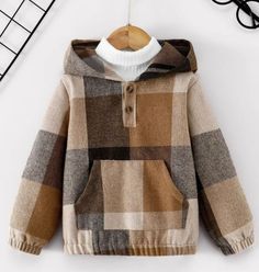 Toddler Boys Sweatshirt, Jumper Outfit, Plaid Pullover, Boys Plaid, Kangaroo Pocket Hoodie, Pocket Hoodie, Boys Sweatshirts, Toddler Boy Outfits