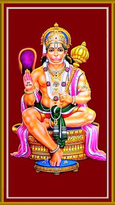 the hindu god sitting on a throne with his hands in his pockets and holding a pot