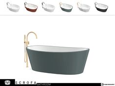 the bathtub is designed to look like it's in different colors and sizes