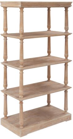 three tiered wooden shelf on white background