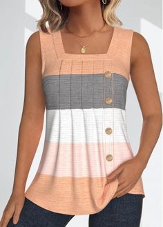 Color:Dusty Pink;Size:S;Size:M;Size:L;Size:XL;Size:XXL;Package Contents:1 X Tank Top;Style:Bohemian; Striped Sleeve, Striped Tank Top, Striped Tank, Fashion Wear, Sleeveless Tank Top, Blouse Dress, Sleeveless Tank