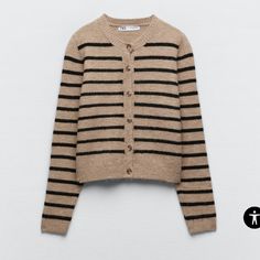 Nwt! Selling As Set. Super Cute, Never Had Chance To Wear It Lace Crochet Cardigan, Striped Knitwear, Cardigans Women, Cropped Cardigan Sweater, Chunky Knit Cardigan, Zara Sweater, Knitted Coat, Short Sleeve Cardigan, Striped Cardigan