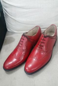 Crafted Leather Classic Men Red Leather Oxford Wingtip Dress Shoes on Storenvy Quality Leather Boots, Custom Design Shoes, Shoe Crafts, Handmade Leather Shoes, Oxford Dress Shoes, Oxford Dress, Classic Man, Leather Craft, Black Suede