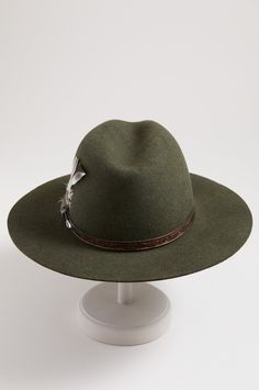 Nomad Bolivian Wool Felt Outback Hat | Overland Winter Fedora Hunting Hat, Winter Hunting Fedora Hat, Winter Hunting Felt Hat With Flat Brim, Wide Brim Hunting Hats For Winter, Wool Hunting Hat With Curved Brim, Wool Hat With Curved Brim For Hunting, Country Style Fedora With Curved Brim For Hunting, Artisan Fedora Hat Band For Fall, Country Style Flat Brim Hat For Hunting