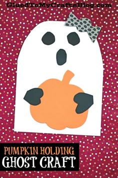 a paper ghost with polka dots on it and the words pumpkin hollowing ghost craft