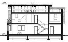 an architectural drawing of a three story house