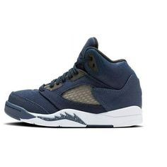 Preschool Jordan 5 Retro SE "Georgetown" Midnight Navy/Black Size: 2.5.  Color: Blue.  Gender: unisex.  Age Group: kids. Black Jordans, Jordan 5 Retro, Jordan 11 Retro Low, Jordan 12 Retro, Girls Shoes Kids, Jordan 11 Retro, 5 Kids, Kids Jordans, Jordan 5