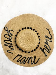 Customized Sun Hat! I can customize hat, trim around the brim & sequins in any combination you want! Examples: talk to the sand salty vibes sea la vie so nauti aquaholic beach bum aloha aloha beaches here comes the sun here comes the fun bride bridesmaid future mrs. __ hello sunshine leave me Bachelorette Party Hat, Vacation Hat, Personalized Bachelorette, Pop Fizz Clink, Aloha Beaches, Boho Hat, Here Comes The Sun, Future Mrs, Vacation Wear