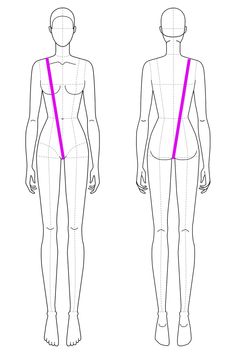 the back view of a woman's body, with lines drawn to show how it is