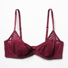 It Was All A Dream Demi Bra From Free People. Double Lined Demi Bra In Bordeaux With Underwire Cups And Adjustable Straps From Free People. Cutouts In Back With Mesh And Strap Detailing On Cups. Hand Wash Cold, Dry Flat. Us Size 32b. Nwt. Size & Fit Us Size 32b / Best Fits A Us Size S 93% Nylon 7% Spandex. Delicate And Feminine And So Pretty On! Red Bra With Removable Pads, Red Full Cup Bra With Removable Pads, Elegant Red Bra Partially Lined, Elegant Red Partially Lined Bra, It Was All A Dream, Free People Bralette, Lace Halter Bralette, Free People Clothing Boutique, Free People Clothing