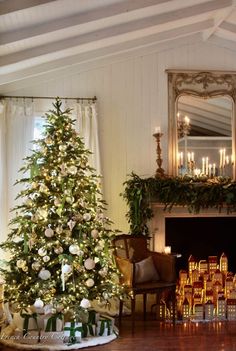 a decorated christmas tree in a living room