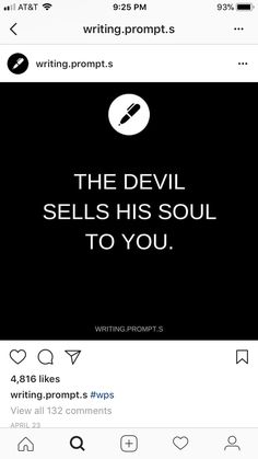 the devil sells his soul to you tweeting from @ writingprompts