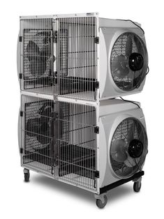 two large air coolers sitting on top of each other in front of a white background