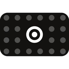 a black and white photo with polka dots on the bottom, which has an o - ring at the center