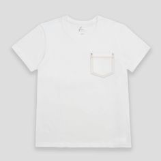 "This tee features an \"invisible\" pocket - a white denim pocket on a white tee. This white tonal element is then contrasted by gold color top-stitching and bar tacks, creating an interesting and elevated visual effect in this piece. Original Design. Made to Order. * T-Shirt is in 100% Premium Cotton * Pocket is in 100% Denim Twill * Medium Weight 200 gsm * Regular Fit * Unisex Sizings * Male model is wearing size M. Female model is wearing size S. * Measure your favorite T-Shirt and compare to our size chart to get the best fit. * Each piece will be packed carefully in our logo frosted zip bag Washing Instructions: * Machine wash cold with like colors * Gentle Cycle * Tumble dry low or line dry Visit our store to find more styles and color options. https://floatingmusee.etsy.com Feel fre Denim Pocket, Simple Tees, Tee Shirt Homme, Zipped Bag, Female Model, Pocket Tshirt, White Tee, Top Stitching, White Denim