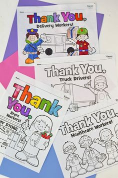 four thank you cards with pictures of people