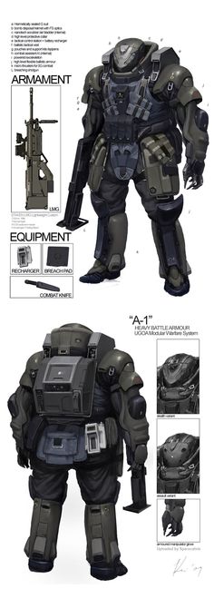 Space_Vagabonds Assaulter by Ukitakumuki Heavy Power Armor Concept Art, Space Juggernaut, Power Armor Concept Art, Heavy Soldier, Mech Concept, Illustration Expressions, Armadura Ninja, Space Soldier, Sci Fi Armor