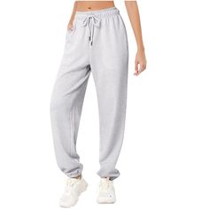 These sweatpants are made of 65.4%Rayon and 34.6%Polyester, soft, comfortable, elastic and breathable fabric. Perfect for sporting or lounge. Suitable for womens, ladies and teen girls. Easily adjust waist circumference. Metal head drawstring will keep it on waist without rolling off. Drawstring active sweatpants women colocation with slim-fit tops or sweatshirts can make your waist looks tiny. Jggers sweatpants for women feature two sides pockets for easy storage of your belongings. Simply slip Fall Sweatpants, Comfy Lounge Pants, Workout Sweatpants, Workout Pants Women, Sweatpants For Women, Sweatpants Women, Baggy Sweatpants, Sweatpants With Pockets, Comfy Lounge