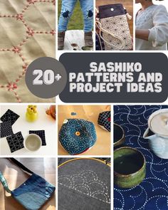 20 + free sewing patterns and projects to sew with the text overlay that reads, 20 + sashko patterns and project ideas