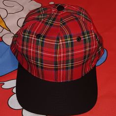 Adult Osfa New Without Tags 1990s Nostalgia Nostalgic Streetwear Street Wear Fashion Style Colorful Saved By The Bell Fresh Prince Of Bel Air Grunge Rock Casual Plaid Hat With Curved Brim, Plaid Cap One Size Fits Most, Casual Red Flat Cap, Adjustable Plaid Cap, Casual Plaid Flat Cap, 90s Style Adjustable Baseball Cap With Curved Brim, 90s Style Adjustable Curved Brim Baseball Cap, Casual Red Trucker Hat For Winter, 1990s Nostalgia