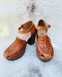 Handmade with intricate woven leather, these strap high heel huaraches are comfortable, classic, and cute! A versatile look that can be dressed up or dressed down, you'll love the stability and practicality of this timeless shoe. Genuine Leather Honey Tan Handmade in Mexico Pro-tip! These naturally run large so if you order a size 7, you will be receiving a size 6. Trust us, it will fit like a 7! Which means if you are a half size, size down. For example, if you are a 7.5 a size 7 should fit you Timeless Shoes, Dressed Down, High Heel, High Heels, Honey, Genuine Leather, Size 7, Size 6, Running