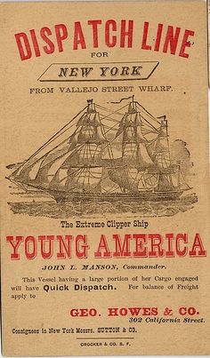 an old advertisement for the young america ship