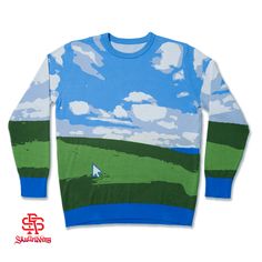 The Windows Ugly Sweater Bliss Edition is a festive and nostalgic way to show your love for Windows XP. This limited-edition sweater features the iconic Bliss wallpaper on the front and back, with a festive holiday twist. The sweater is made from a comfortable and cozy blend Default Wallpaper, Silly Clothes, Christmas Sweater Party, Ugly Christmas Sweater Party, Windows Xp, Body Temperature, Comfy Sweaters, Low Rise Jeans, Ugly Sweater