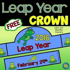 a poster for leap year crown with frogs on the front and bottom, which reads leap year