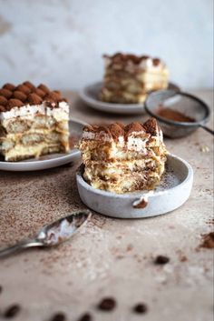 three plates with desserts on them, one has chocolate chips and the other has marshmallows