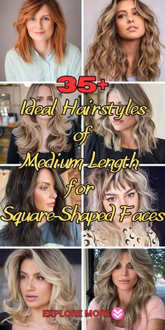 Medium-length hairstyles are a great option for those with square-shaped faces, as they help soften the strong angles and create a more balanced look. One perfect hairstyle for square faces is a layered cut that adds movement and texture to the hair, while also framing the face beautifully. Another option is a shoulder-length bob, which can help to elongate the face and draw attention away from the square shape. Side-swept bangs can also be flattering for square faces, as they create a diagonal line that softens the jawline. Hair Styles For Square Faces, Side Up Hairstyles, Hairstyles For Square Faces, Sleek Haircuts, Haircut For Square Face, Square Face Hairstyles, Shoulder Length Bob, Swept Bangs, Diy Haircut