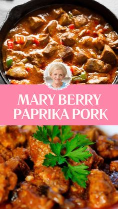 Mary Berry Paprika Pork Pork And Pumpkin Stew, Pork And Onions Recipe, Easy Cubed Pork Recipes, Pork Cubes Recipes, Pork Paprikash Recipe, Pork Paprikash, Pork Casseroles, Cubed Pork Recipes, Pork Cubes