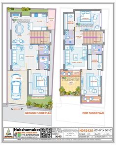 two story house plan with ground and first floor