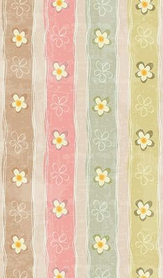 a striped wallpaper with flowers and stripes in pastel colors on the bottom half